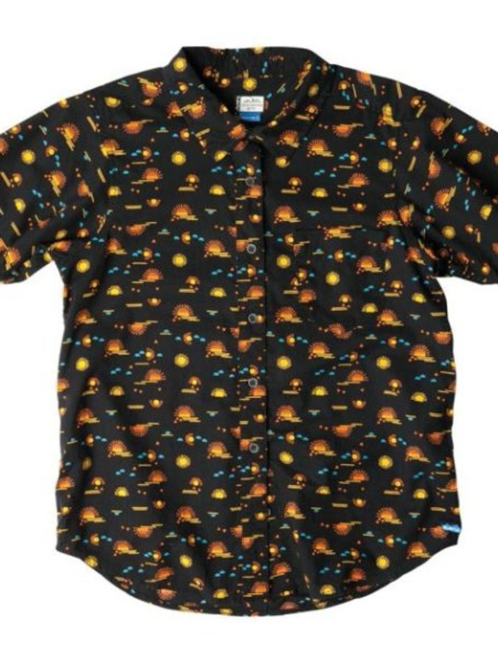 Kids Black Sunset Print Button-Up Shirt